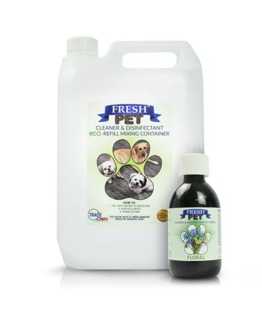 Kennel Cleaner Disinfectant 250 Eco With A 5L Empty Floral Fresh Pet®