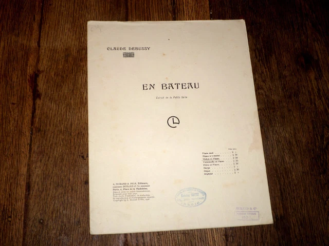 en bateau extrait de la Petite suite pour violon et piano 1920 Claude Debussy