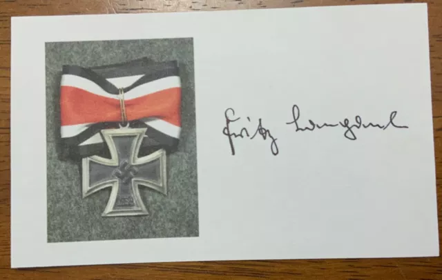 WWII German Waffen SS Panzer Ace Fritz Langanke Knights Cross Signed Photo