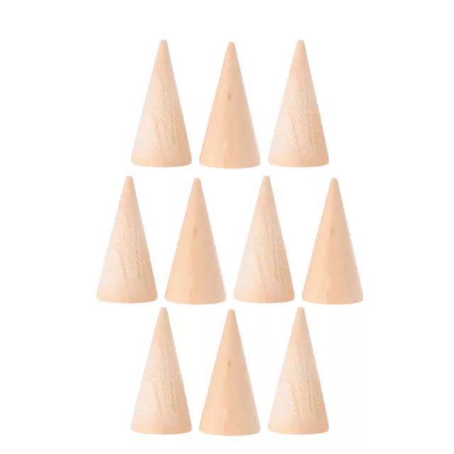 10PCS unfinished wood ornaments Unpainted Cone Shape christmas wood ornament