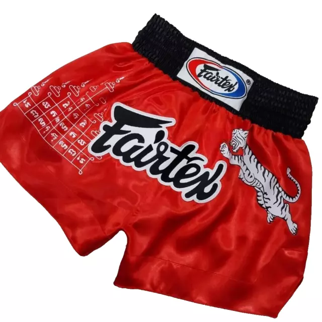 Shorts Fairtex Muay Thai Fight Kick Boxing Mma Tiger Red Adult Size M Satin