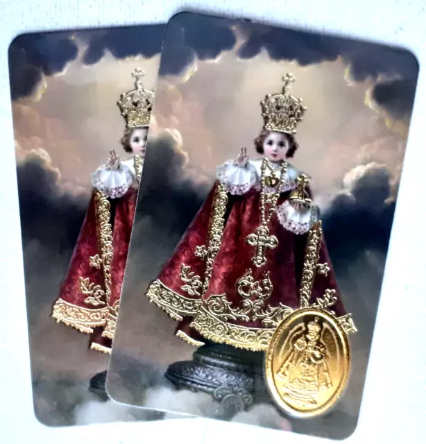 INFANT OF PRAGUE    Novena Prayer    Embossed Medal    C/CARD SIZE   PACK OF TWO