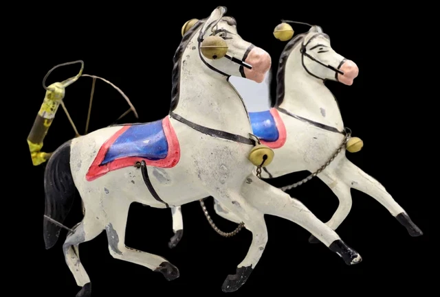 Jouet à Pousser En Bois Ancien – Cheval Blanc Cirque, Allemagne, Peu Courant