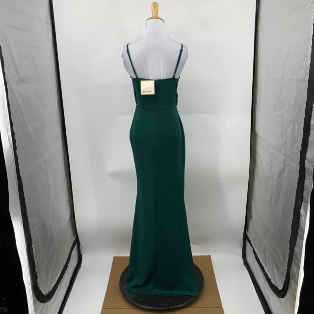 Showpo Linking Love Slip Maxi Dress Womens 2 Emerald Thigh Side Slit Plunge Neck 3