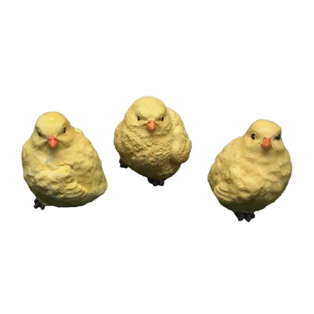 3x Chicken Figurines Sculptures Gift for Family Friends Chick Resin Statue