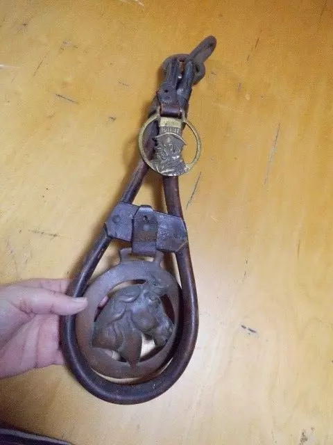 Antique Vtg Horse Brasses on Leather Military Strap ~ 1940~ & 2 X Brasses