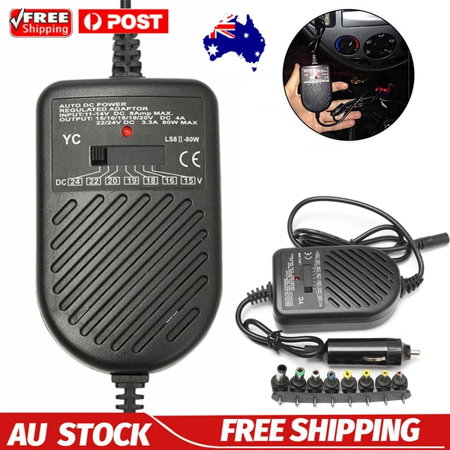 Universal 12V 80W Car Auto Charger Power Supply Adapter For Laptop Notebook AU