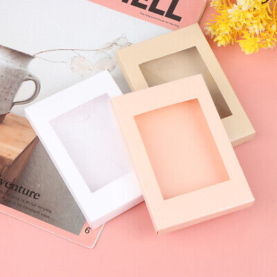 5 piezas caja de papel Kraft romántica ventana transparente para boda galleta regalo -H1