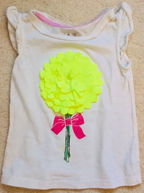 Girls White sleeveless T-Shirt  With Yellow 3D Flower  Age 2 years From Gap