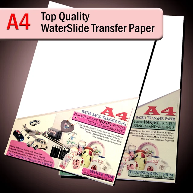 WATER SLIDE DECALS - WaterSlide Transfer Paper - A4 Inkjet.. Clear or ...