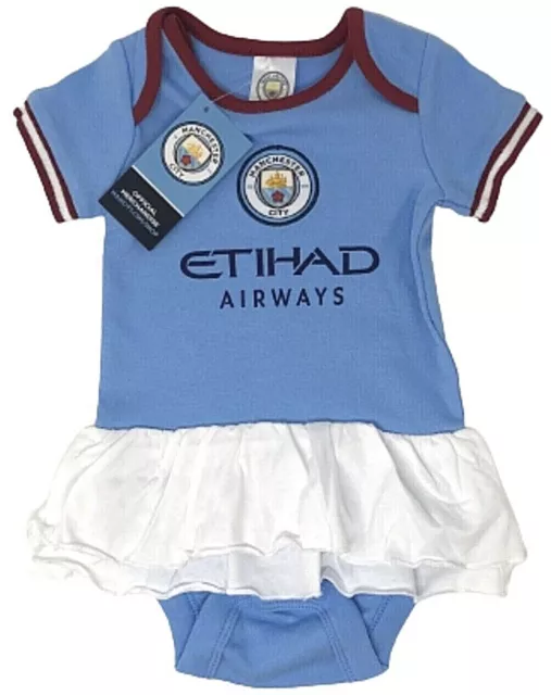 Manchester City FC Mädchen Babys Fußball Tutu Körper Baby Grow Kit Kleid Mcfc
