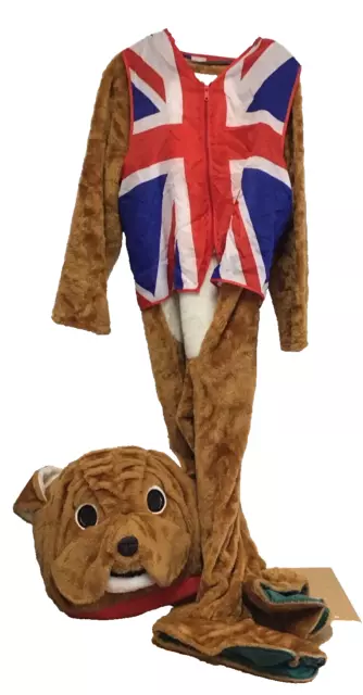 FANCY DRESS LARGE Bulldog Costume with Union Jack Waist Coat Preloved ...