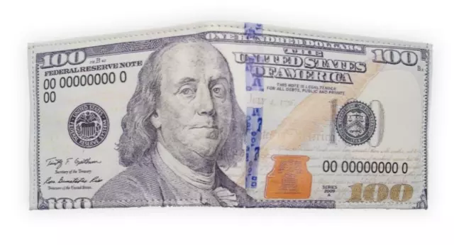 USA $100 One Hundred Dollar Print Men's Leather Bifold Novelty Wallet for Gift