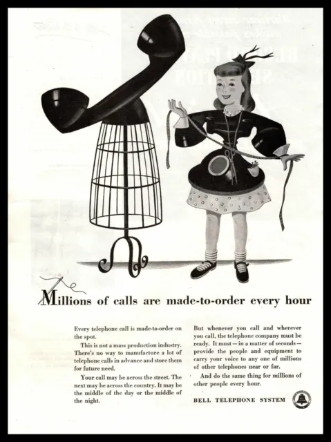1947 Bell Telephone System Seamstress Dress Form Scissors Tape Vintage Print Ad
