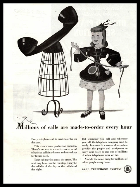 1947 Bell Telephone System Seamstress Dress Form Scissors Tape Vintage Print Ad 1947 Bell Telephone System Seamstress Dress Form Scissors Tape Vintage Print Ad