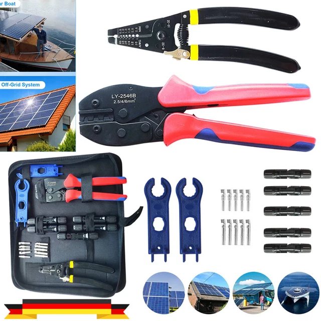 Professionelles Solarstecker Crimpzange Set 43-tlg - Für 2,5/4/6mm² Solar Kabel Mit Schraubenschlüssel
