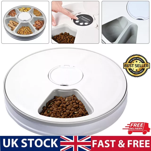 Automatic timed pet feeder 6 day meal cat dog food bowl Auto dispenser holiday