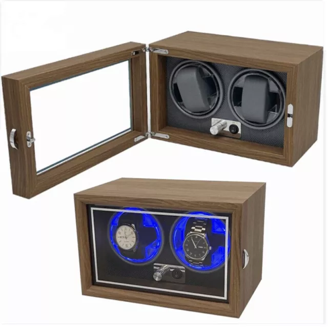 Automatik Uhrenbeweger mit LED Uhrenkasten Watchwinder Box Holz