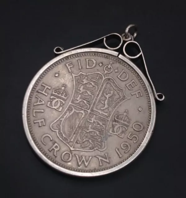 Unique Large Vintage Silver Coin Holder Pendant Coin 🇬🇧 Personal History Piece 3