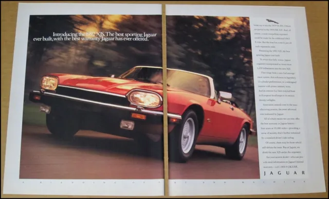 1992 Jaguar XJS Convertible 2-Page Print Ad 1991 Car Automobile Advertisement