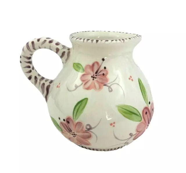 Vintage Hand Painted Ceramic Floral Pitcher