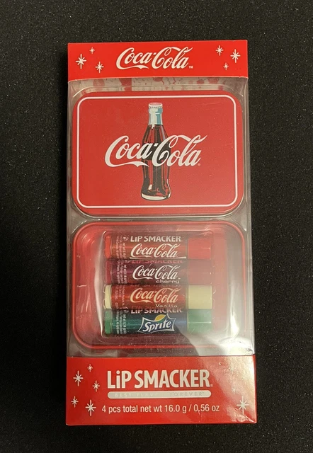 Lip Smacker Coca Cola 4- Piece Lip Balm Coke, Cherry & Vanilla Coke, & Sprite  .