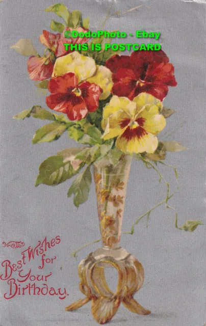 R409105 Best Wishes for Your Birthday. Vase with flowers. Wildt and Kray. Series