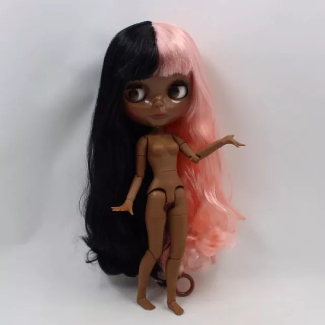 BJD 12" Neo Blythe Doll Nude Super Black Skin Glossy Face Fashion 1/6 Scale Toy