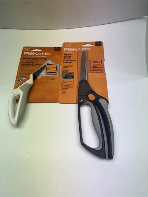 Tijeras de control total Fiskars gatillo para pulgar y tijeras de diseño de acción de resorte