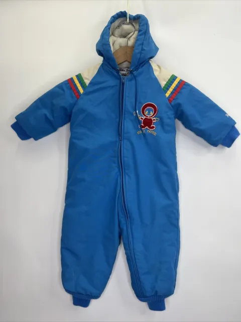 Vintage Weather Tamer Kids Blue Space Patrol Zip Snowsuit Size 24 M