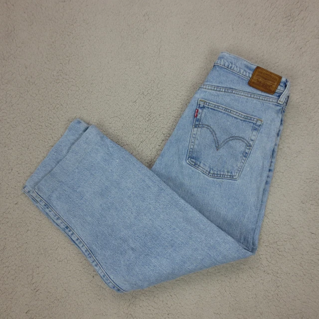 Levi's Jean Femme Ribcage Straight W32 L29 Bleu Droit Taille Haute Coton Boutons