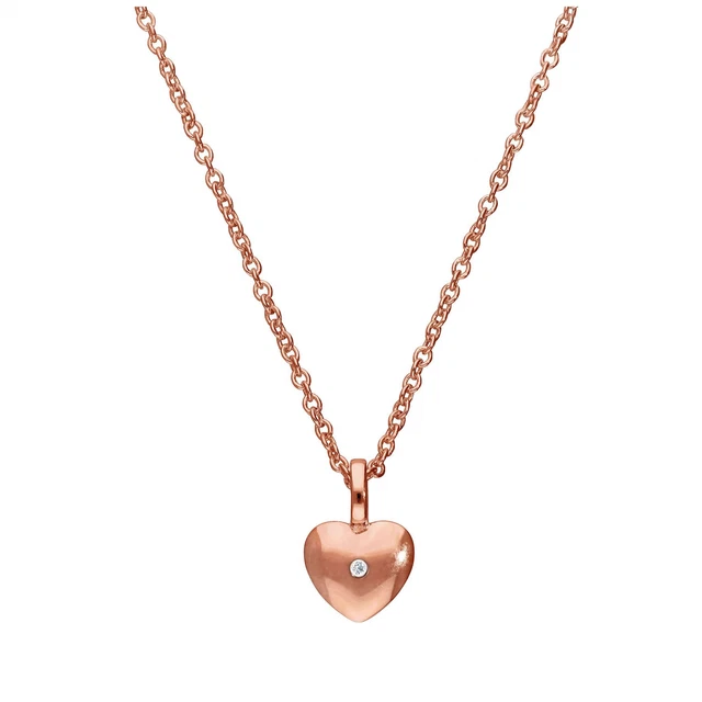 Pendentif Collier Ancien En OR Et ARGENT Vermeil - Forme Cœur Avec RUBIS Et DIAMANTS - Bijou Vintage
