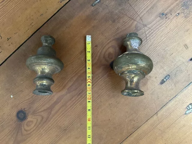 2 (not a pair)  70mm C19 brass clock finials