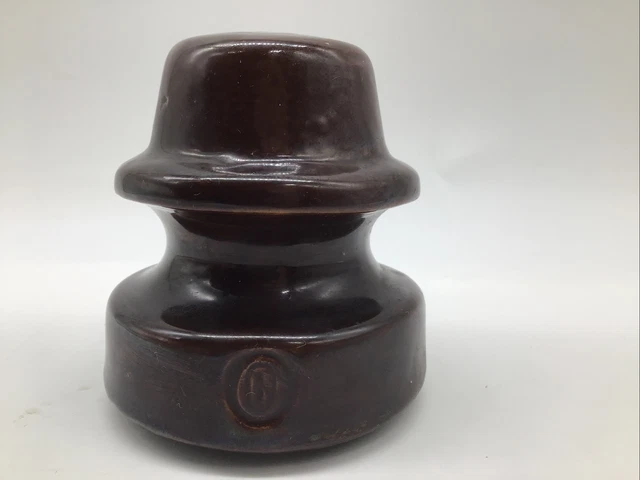 Vintage Brown Ceramic Porcelain Thomas Electric Power Line Insulator "B" Marked
