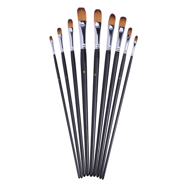 9 Pcs Acrylic Brush Set Canvas Sets Black Pens Drawing Pointy