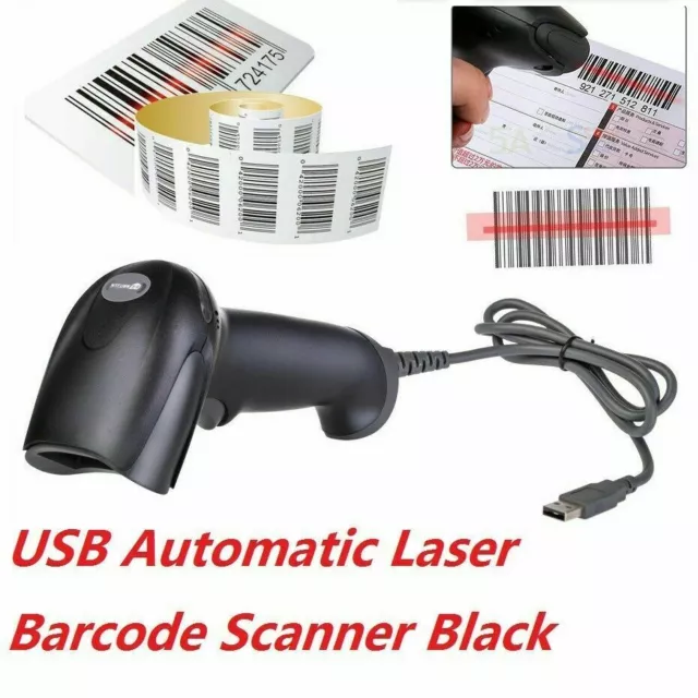 Portable USB Laser Barcode Scanner Bar Code Reader Long Scan Handheld POS PC UK