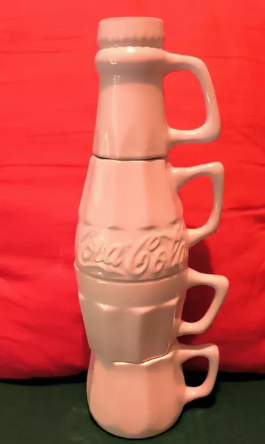 Coca Cola Coke Bottiglia Porcellana  Ceramica Con Tazze Impilabili Introvabile