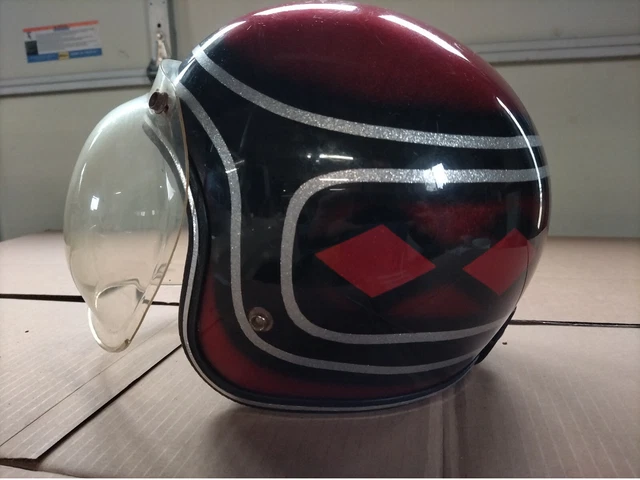 Vintage multicolor metal flake 70s helmet with bubble motorcycle / snowmobile