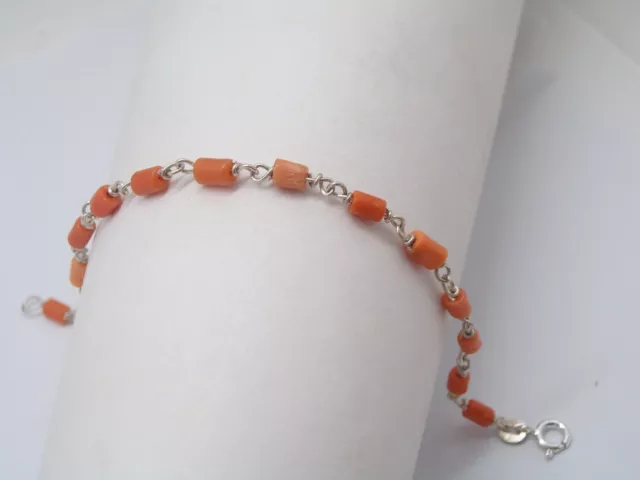 Bracelet en Argent 925 Avec Corail Naturel Orange - Bracelet De