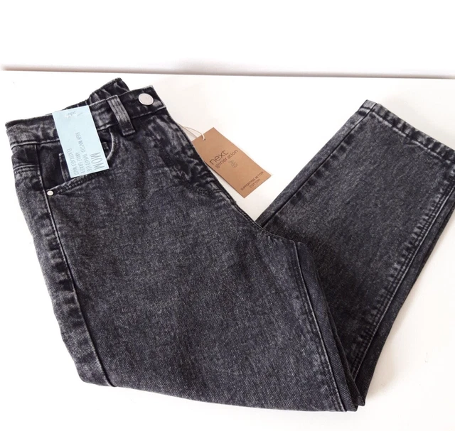 Next Girls Jeans Age 7 Years Tapered Leg High Waisted Charcoal Grey New With Tag