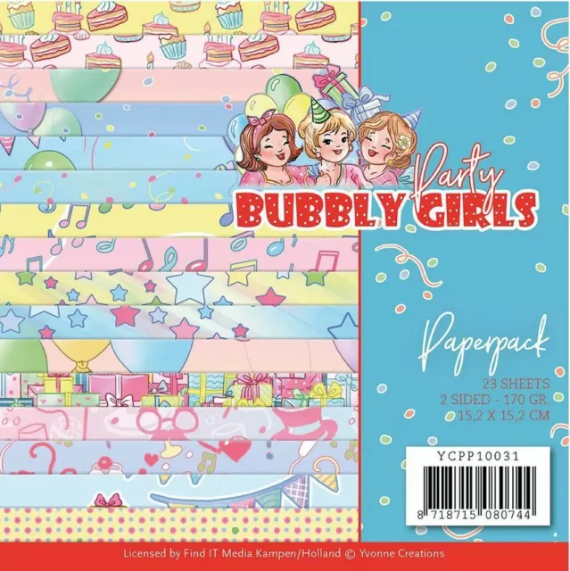 Find it Yvonne Creations - Bubbly Girls - Party Paperpack 15x15cm Card Birthday