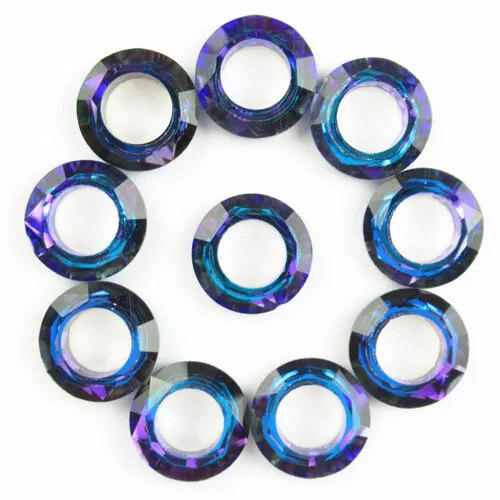 10Pcs 20x5mm Faceted Blue Purple Crystal Donut Pendant Bead B68948