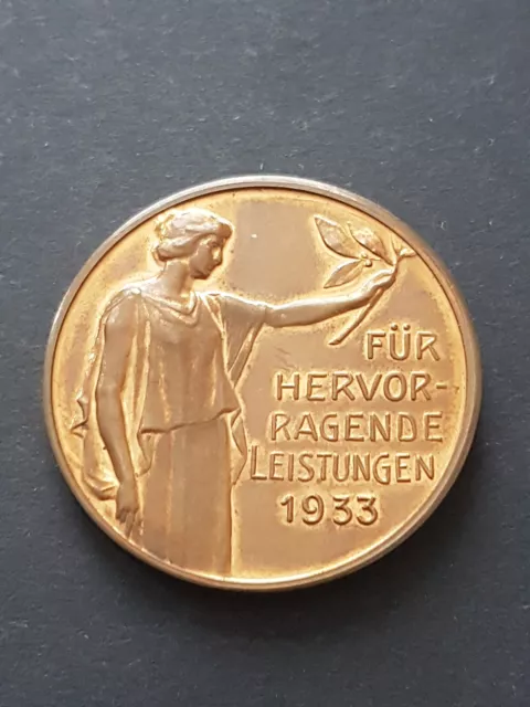 DR Cu. Medaille für Leistungen im Brieftaubensport 1933 in org. Schatulle 38mm