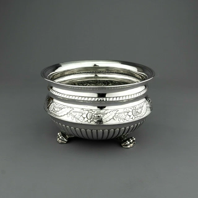Antique Ornate Portuguese Solid Silver Bowl. Made in Porto, Circa. 1850