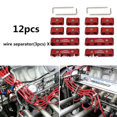 RED 8pc Engine Spark Plug Wire Separator Divider Suit for 9.5mm 10mm 