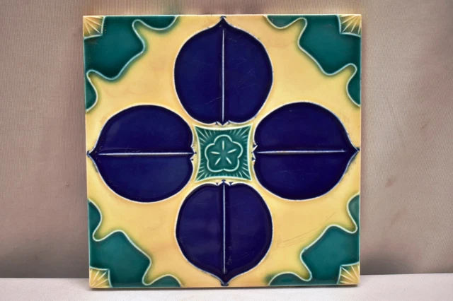 Vintage Tile Art Nouveau Japan Majolica Porcelain Danto Kaisha Collectibles "I85 2