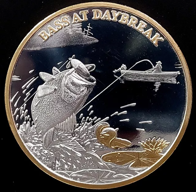 NORTH AMERICAN FISHING Club Bass At Daybreak Proof coin! .999 Silver  clad! $45.28 - PicClick AU