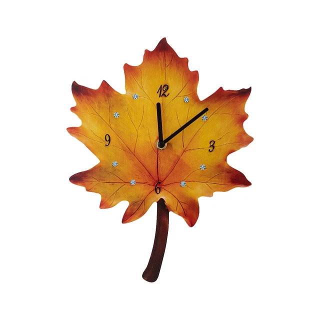 Horloge Décorative Horloge Murale Feuille D'érable Horloges Numériques Ménage