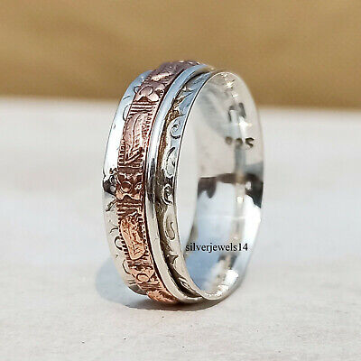 925 Sterling Silver Spinner Ring Statement Meditation Handmade Jewelry A155