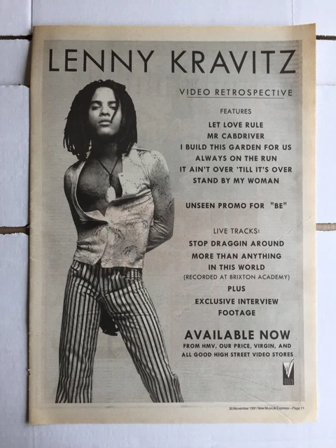 1991 NME Advert Page - Lenny Kravitz, Video Retrospective